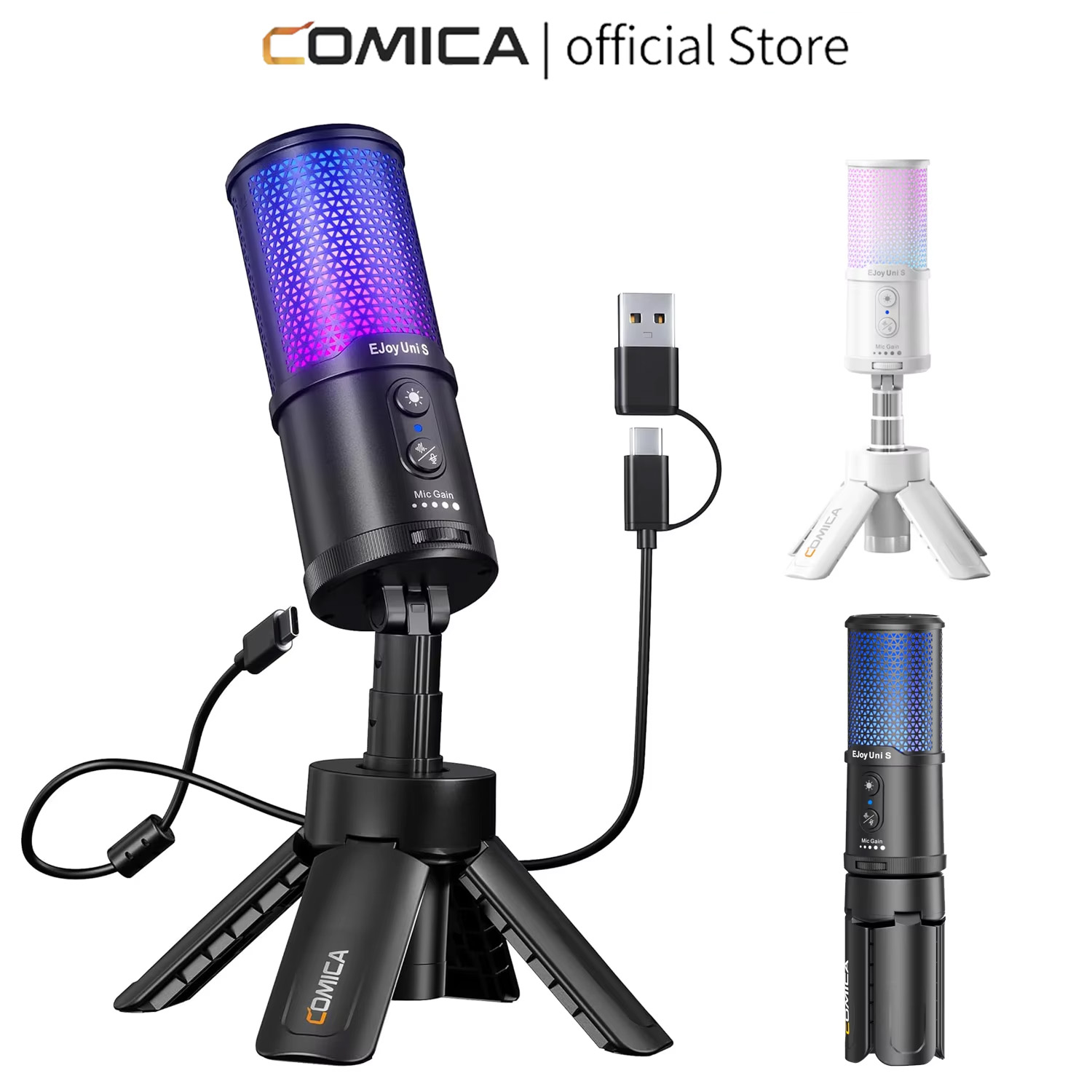 Pc Gaming Youtubers - Mikrofon kondensatorowy USB COMICA RGB Gaming